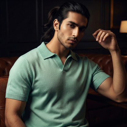 Iceberg Green - V-Neck Polo Tshirt