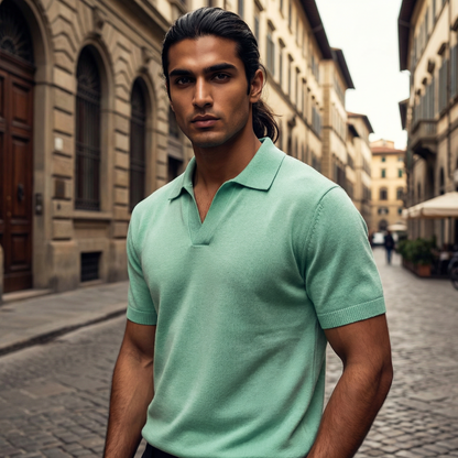 Iceberg Green - V-Neck Polo Tshirt