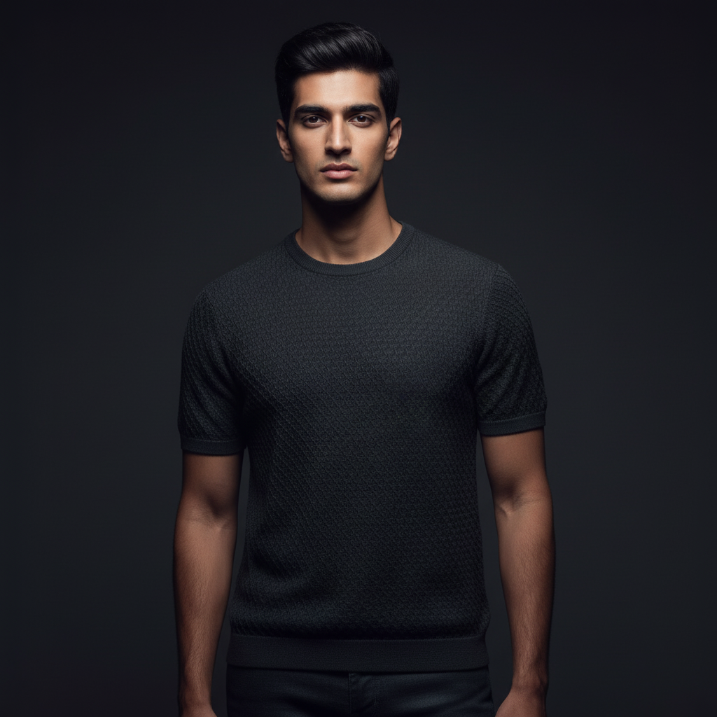 Black Round Neck - Knitted