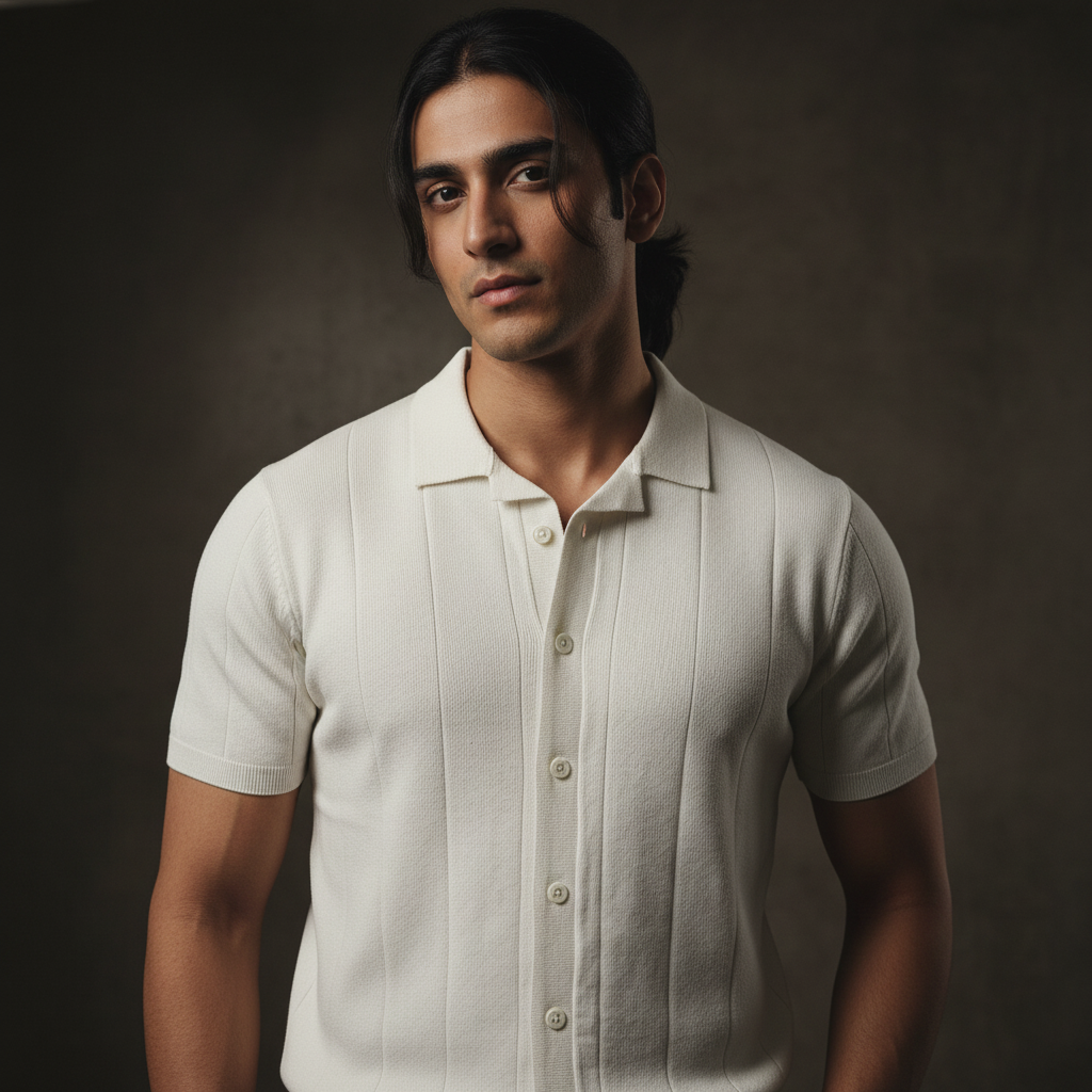 WHITE BOWDEN Knitted Short Sleeve Cuban