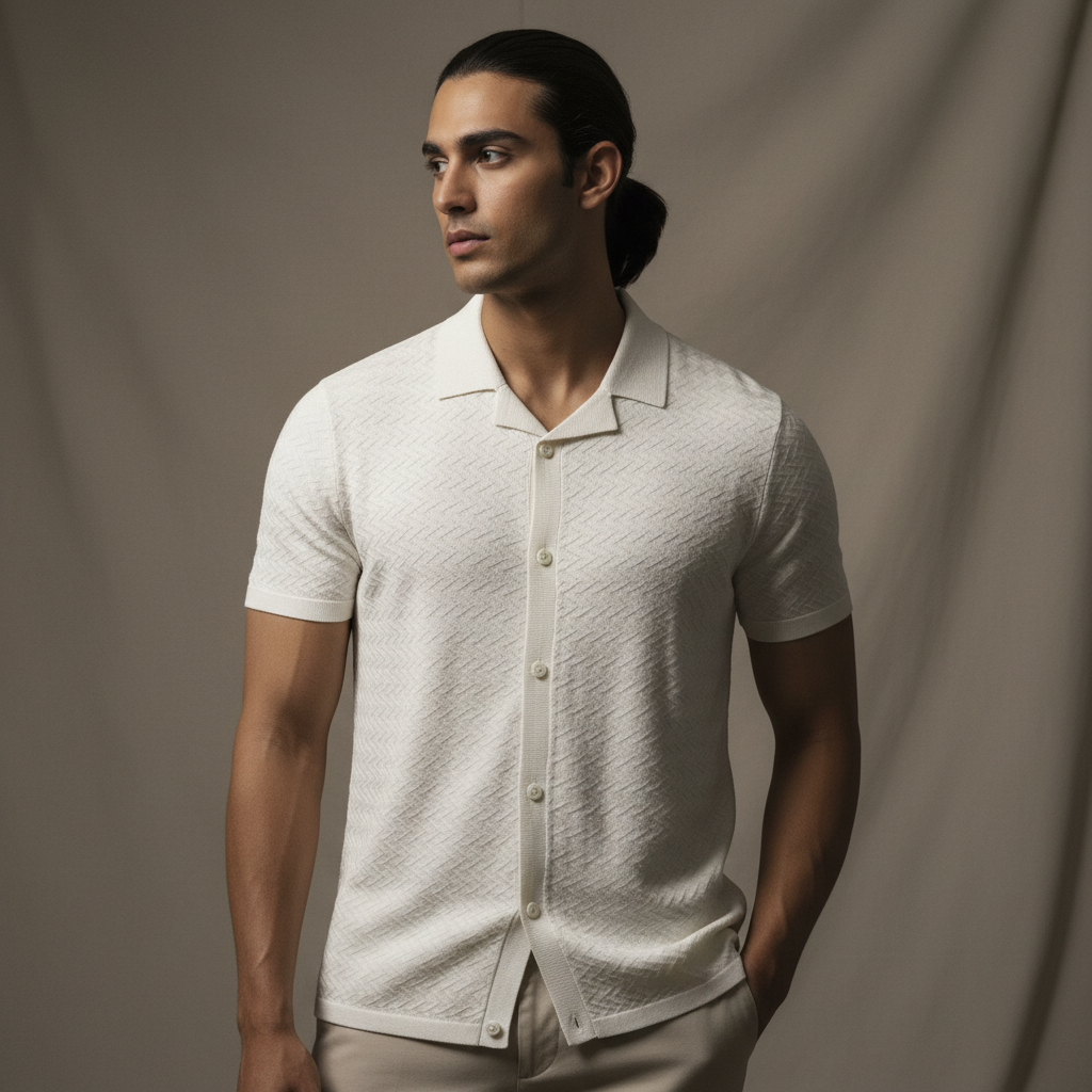 Creamy ZIG ZAG - KNITTED TEXTURE Cuban