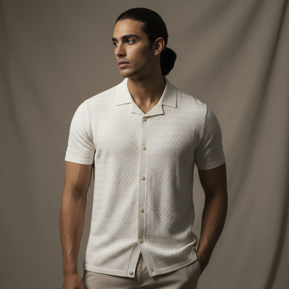 Creamy ZIG ZAG - KNITTED TEXTURE Cuban