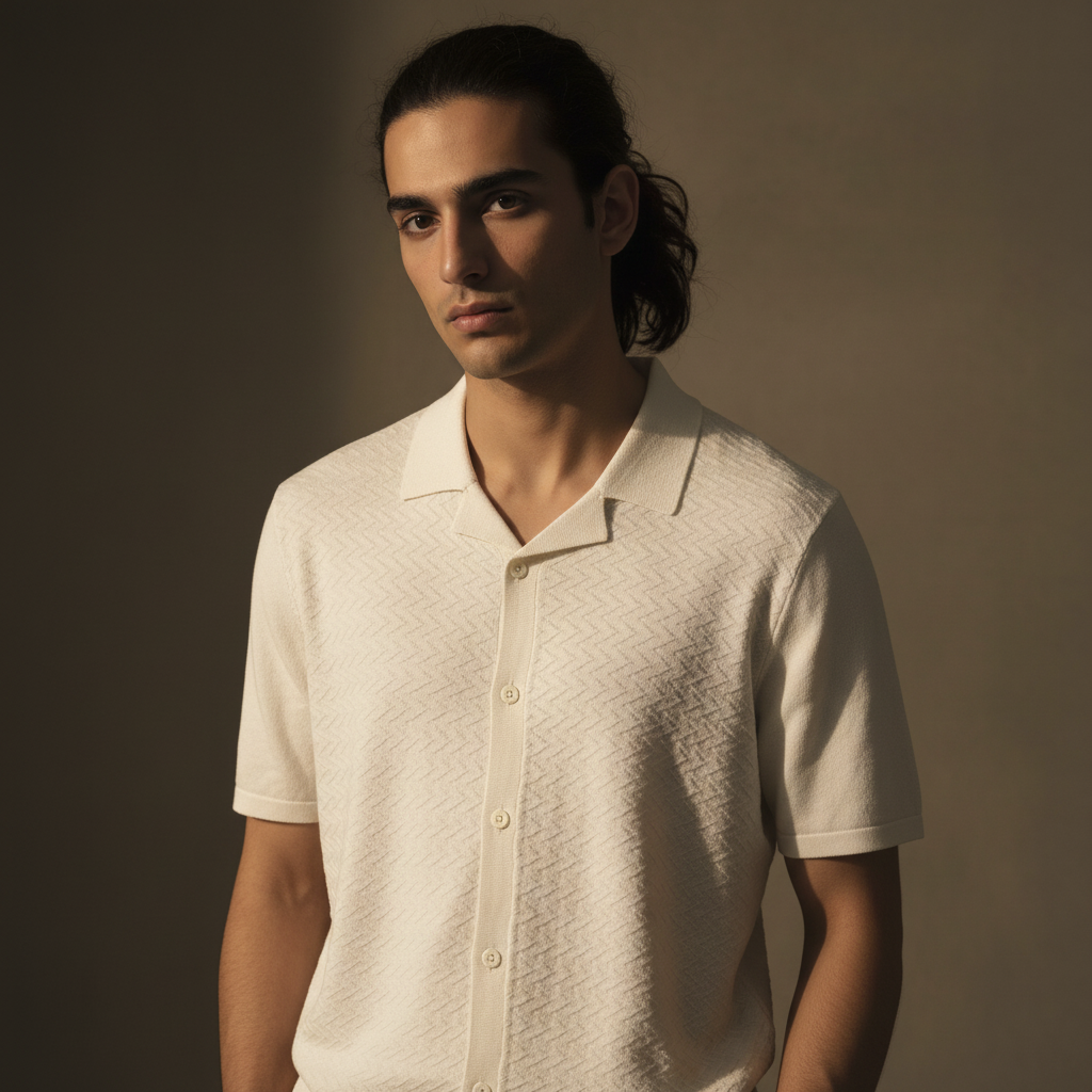 Creamy ZIG ZAG - KNITTED TEXTURE Cuban