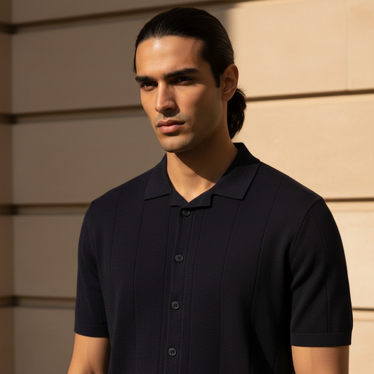 Black BOWDEN- Knitted Short Sleeve Cuban