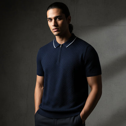 Navy Blue Zip Polo