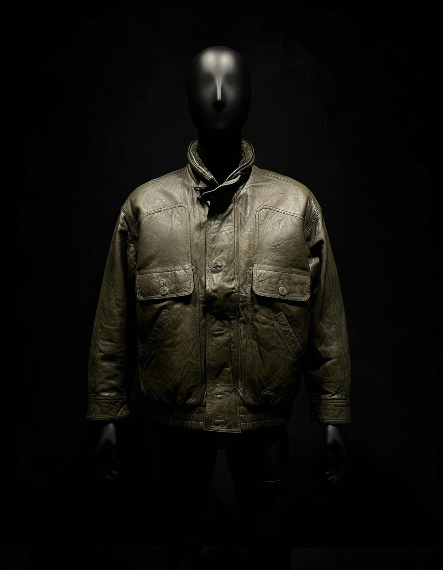 Dark Green Leather Jacket Neck ( R78601)