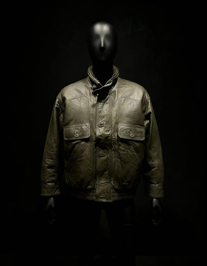 Dark Green Leather Jacket Neck ( R78601)