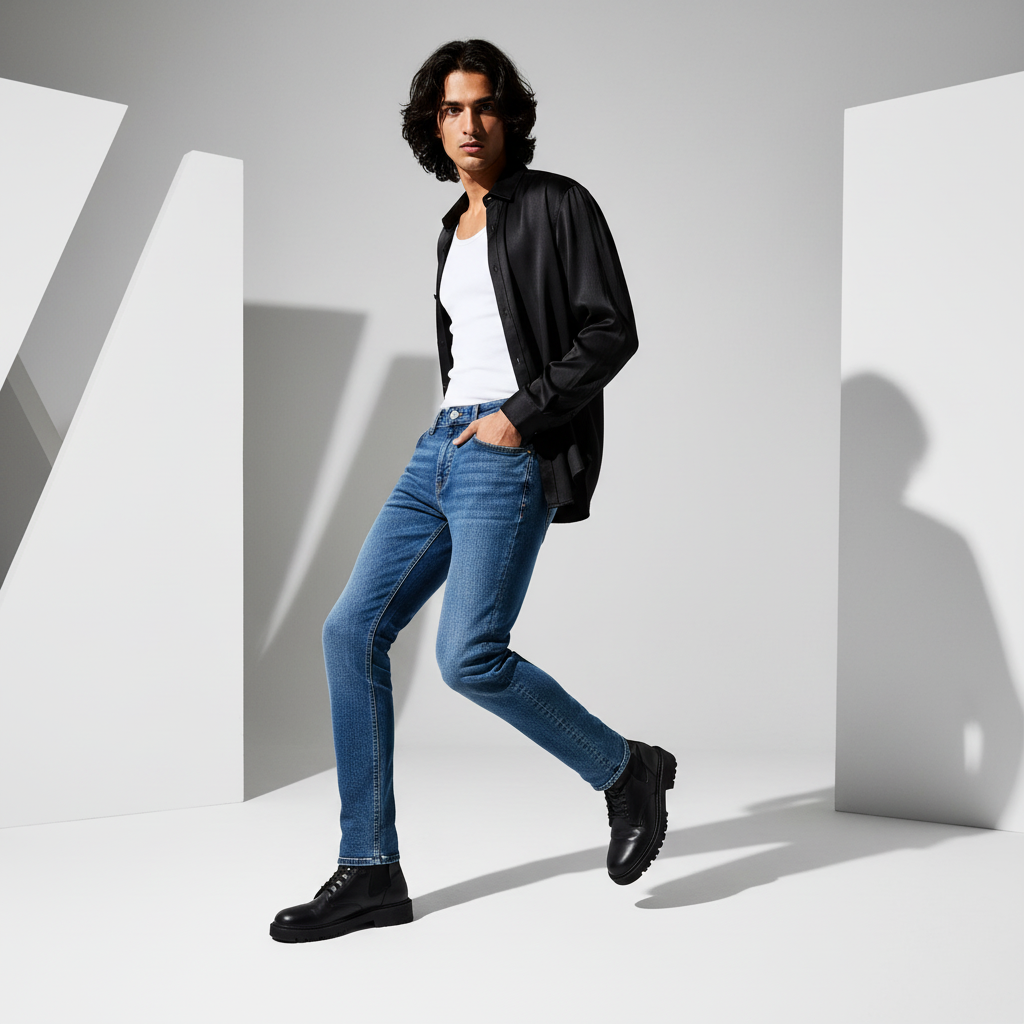 BLUE LIGHT WASH Slim Fit Jeans