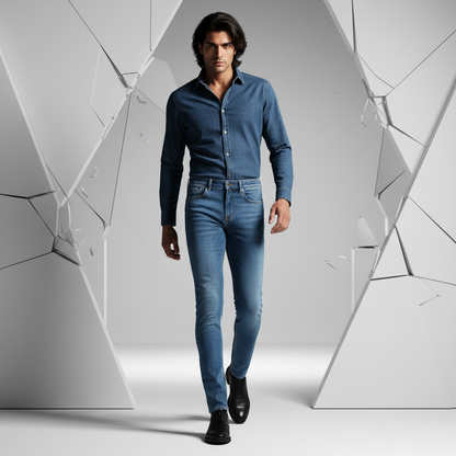 Straight stretch cotton jeans cel, - Blue