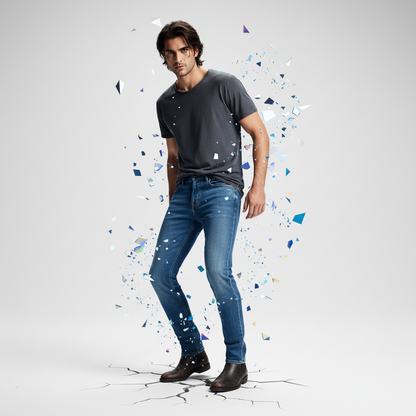 Straight stretch cotton jeans cel, - Blue