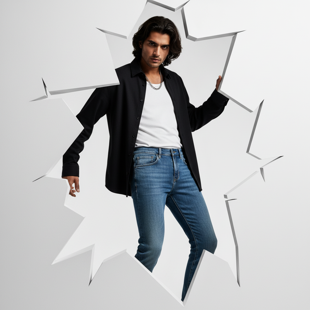 Straight stretch cotton jeans cel, - Blue