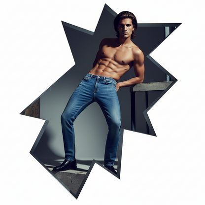 Straight stretch cotton jeans cel, - Blue