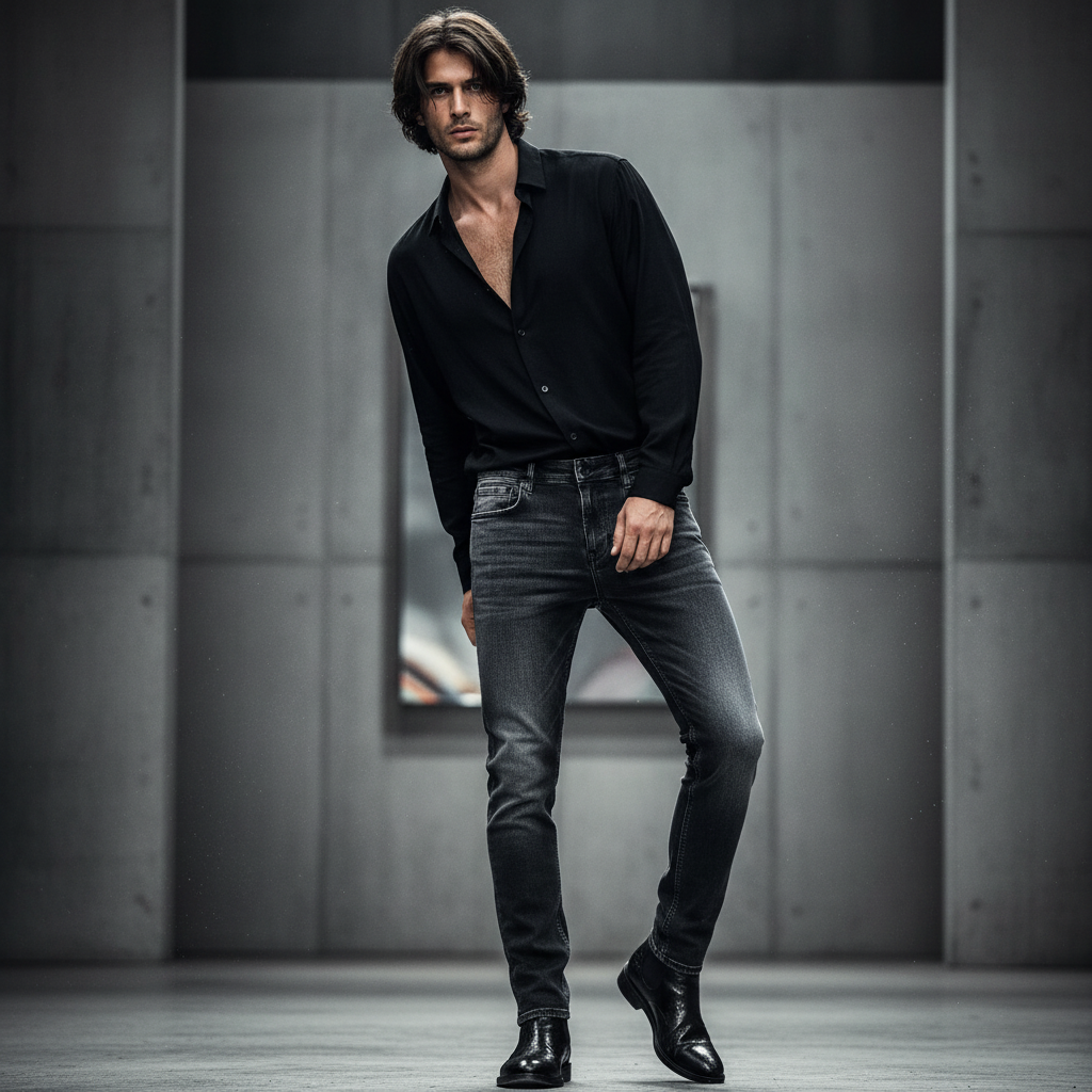 Charcoal Denim Jeans - Slim Straight SMG