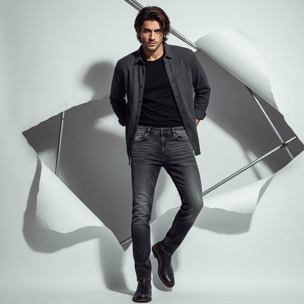 Charcoal Denim Jeans - Slim Straight SMG