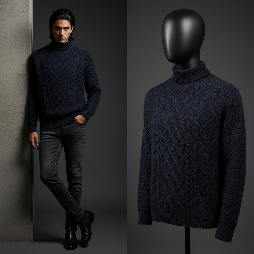 HIGH NECK CABLE KNIT JUMPER