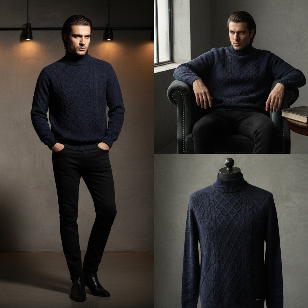 HIGH NECK CABLE KNIT JUMPER
