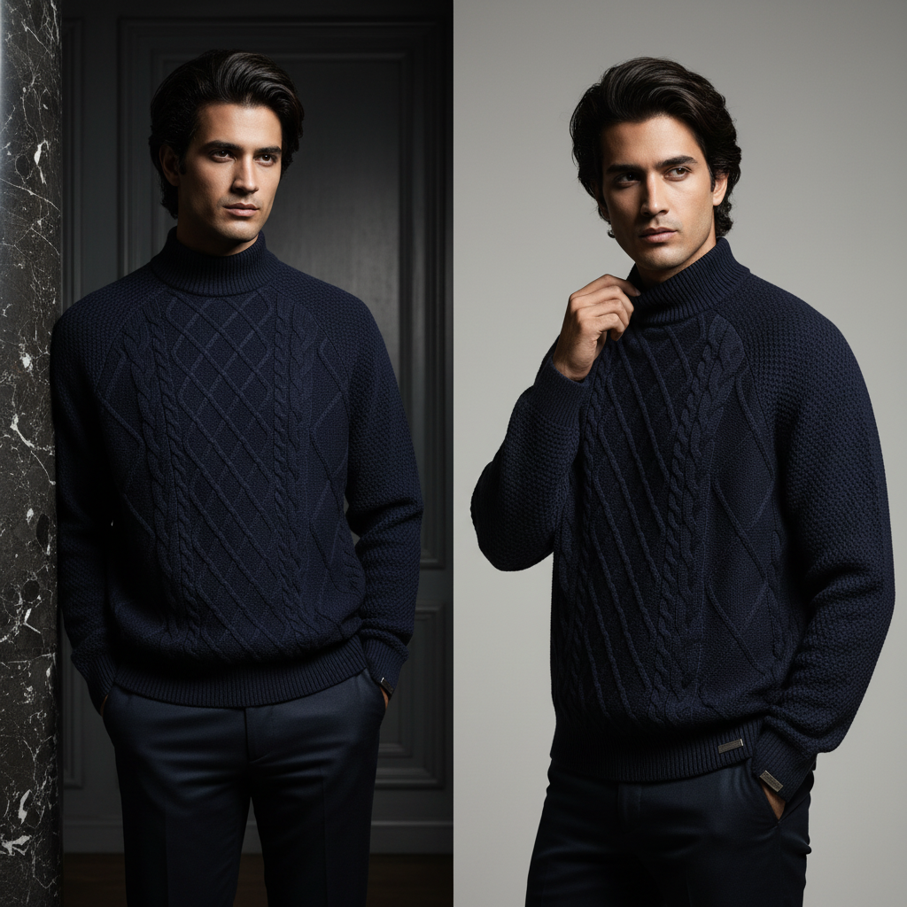 HIGH NECK CABLE KNIT JUMPER