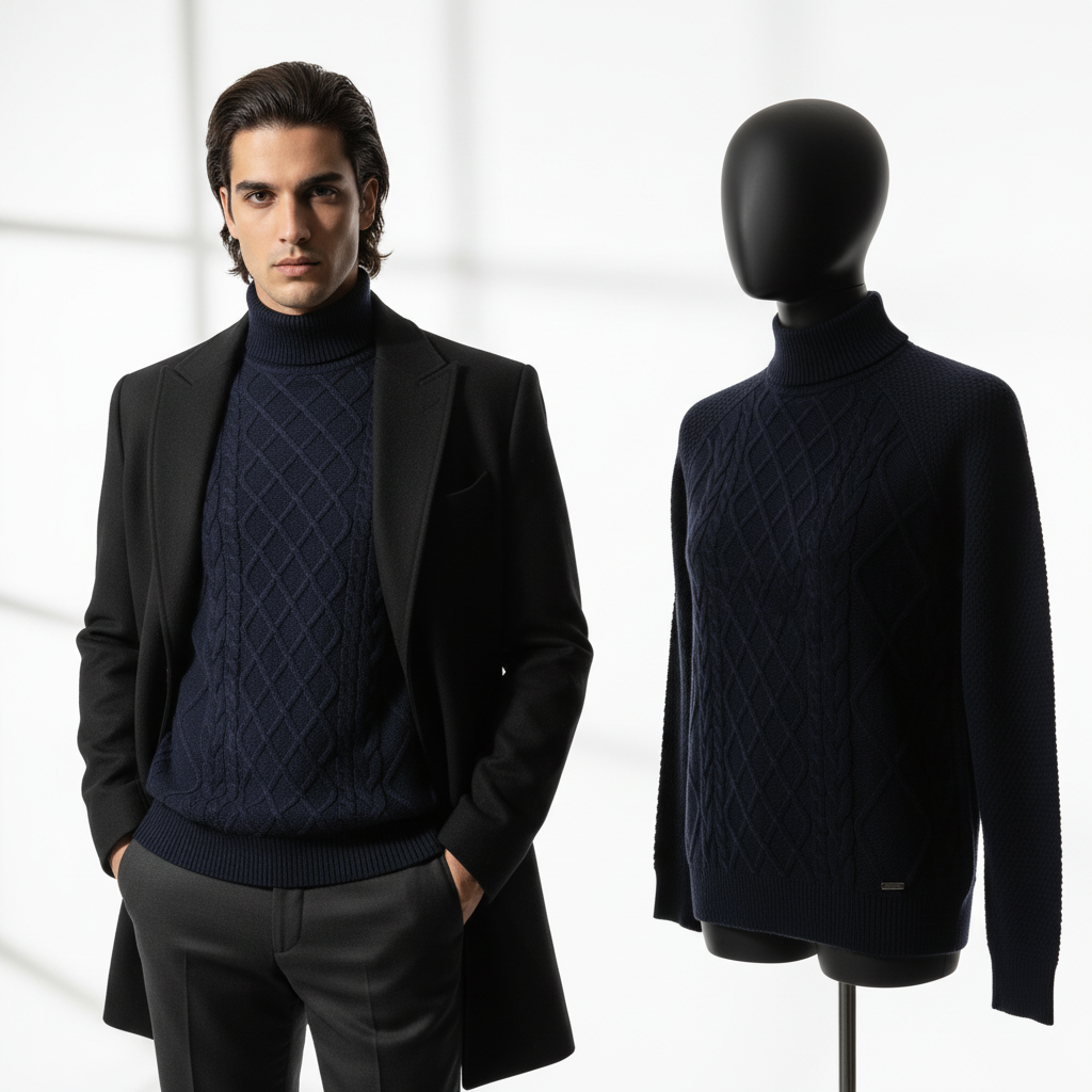 HIGH NECK CABLE KNIT JUMPER