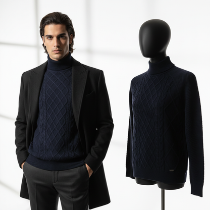 HIGH NECK CABLE KNIT JUMPER