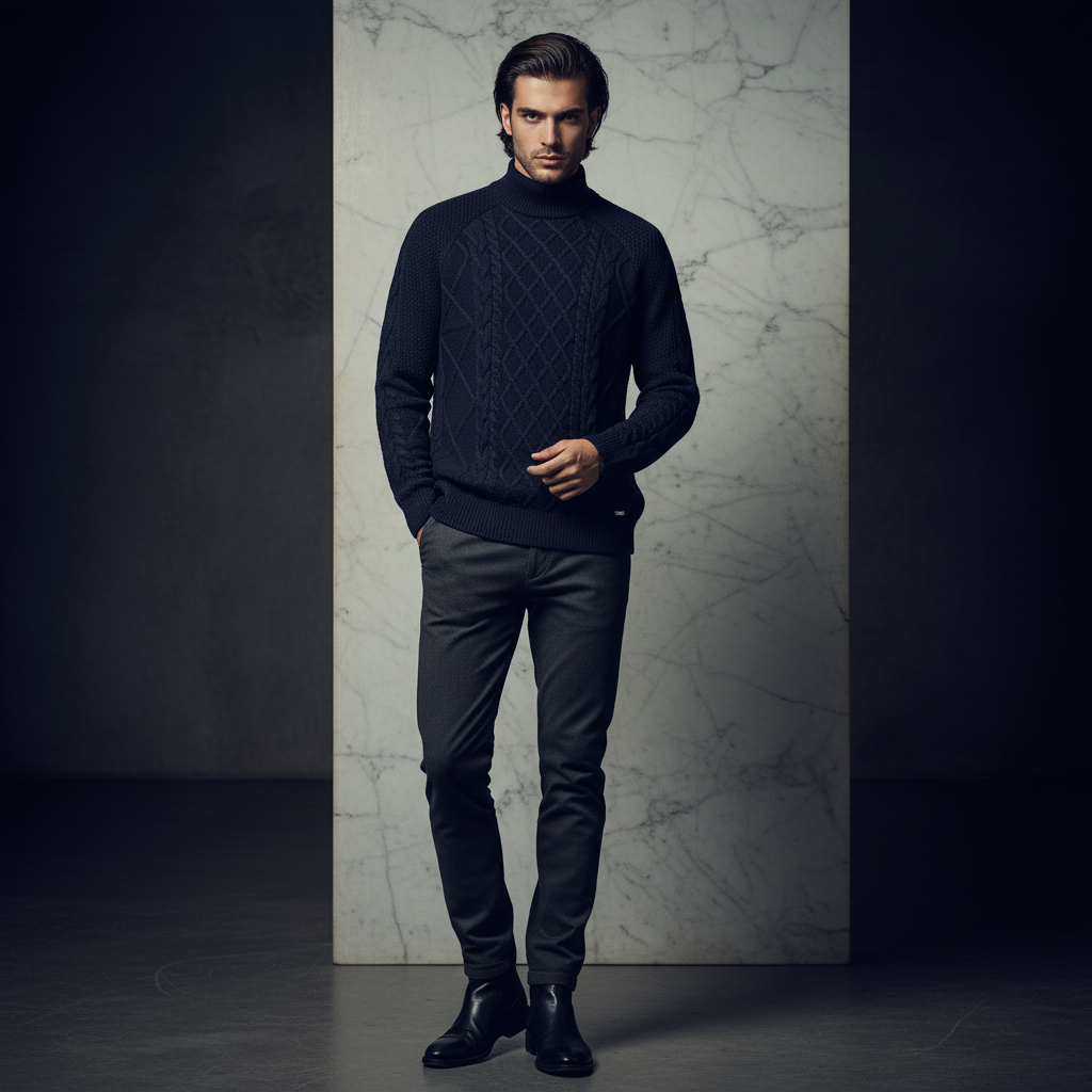 HIGH NECK CABLE KNIT JUMPER