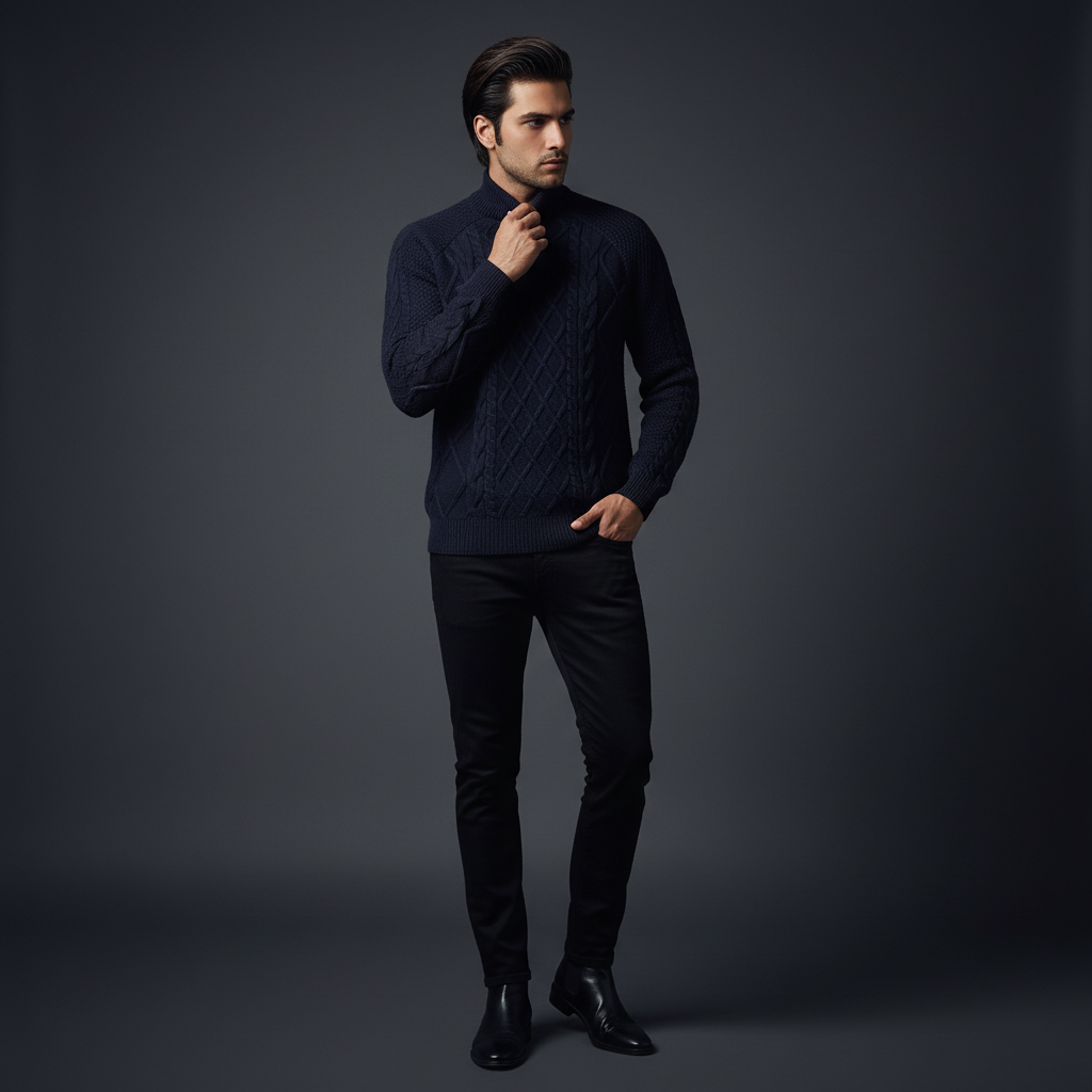 HIGH NECK CABLE KNIT JUMPER