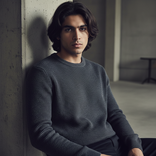 Charcoal Ribbed Round Neck