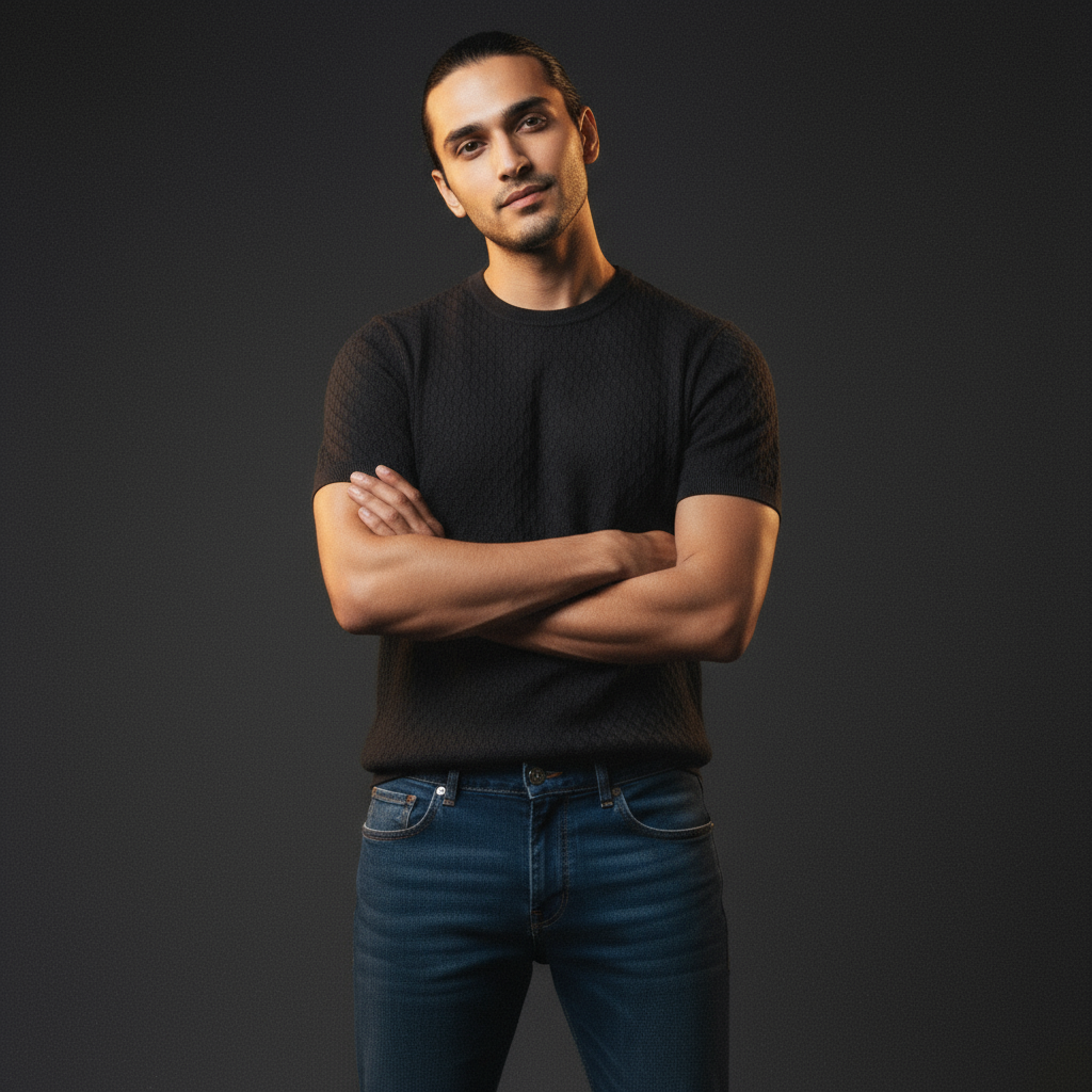 Black Round Neck - Knitted