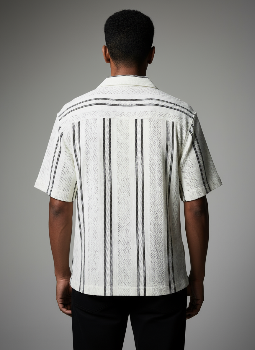 Baggy Shirt - White + Black stripe