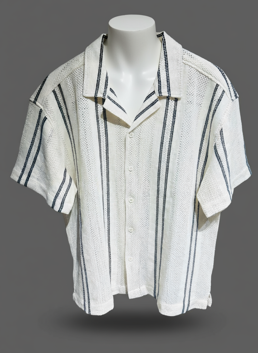 Baggy Shirt - White + Black stripe