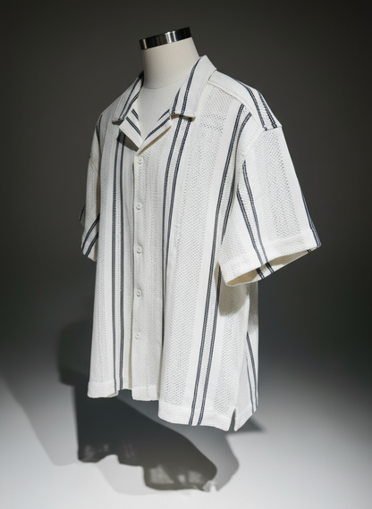 Baggy Shirt - White + Black stripe