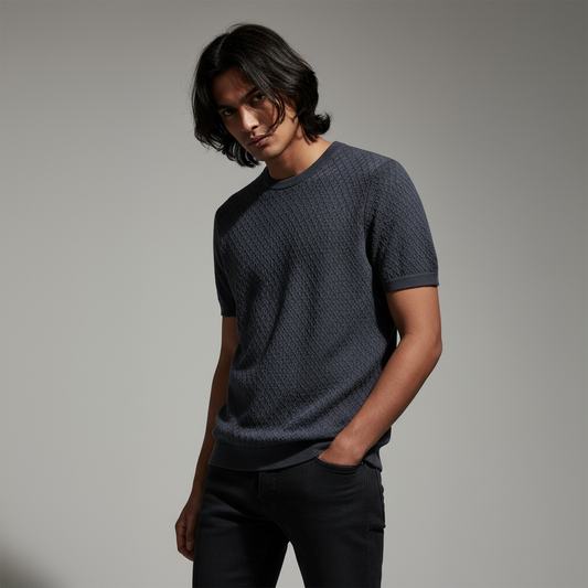 Nevy Blue Round Neck - Knitted