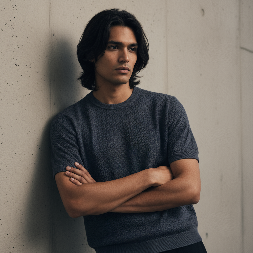 Nevy Blue Round Neck - Knitted