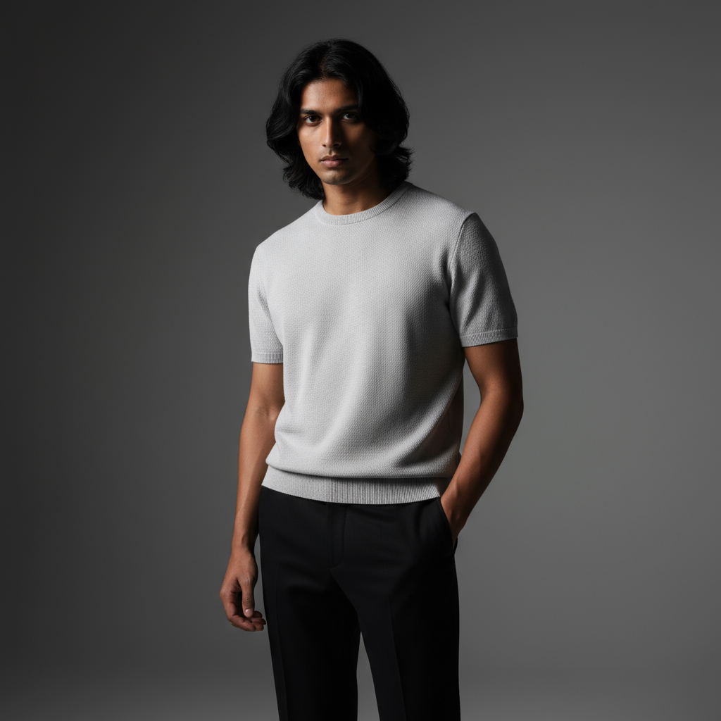 Grey Round Neck - Knitted