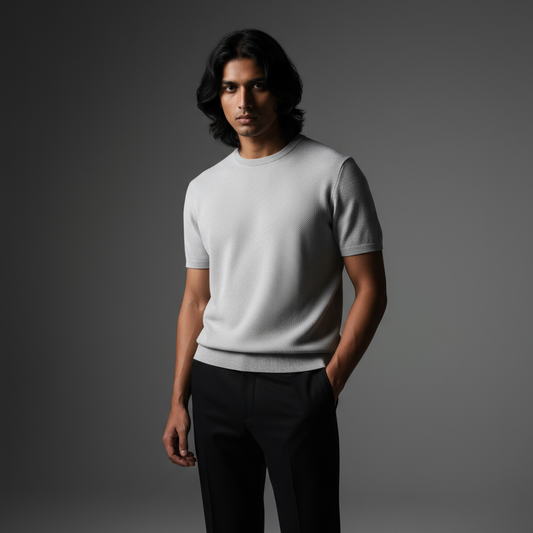 Grey Round Neck - Knitted