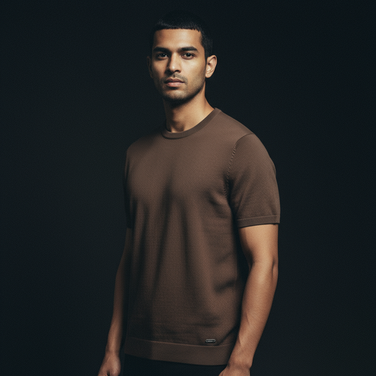 Walnut - Knitted Round Neck T-shirt