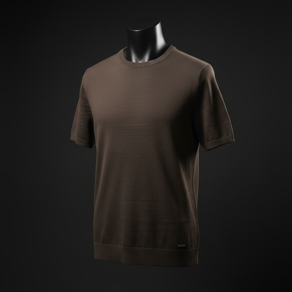 Walnut - Knitted Round Neck T-shirt