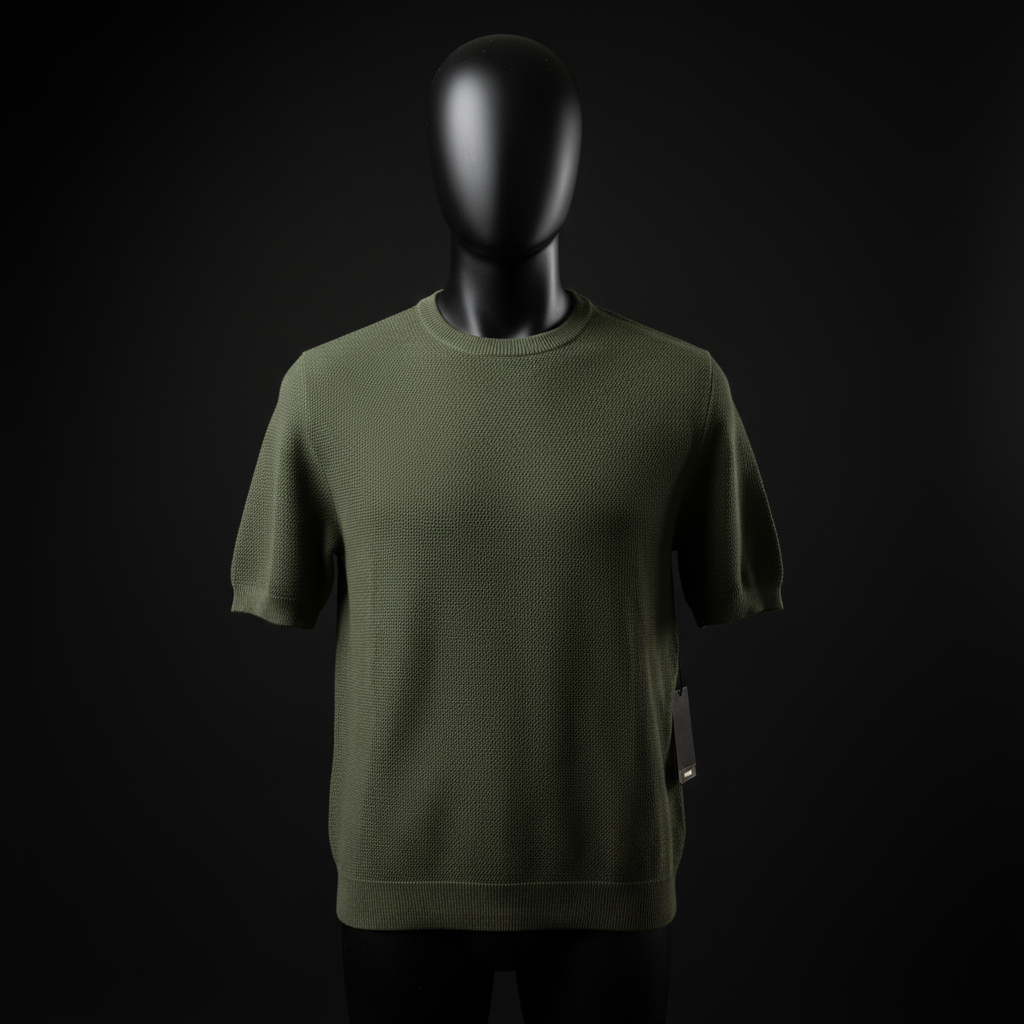 Olive Knitted - Round Neck Tee Welsh