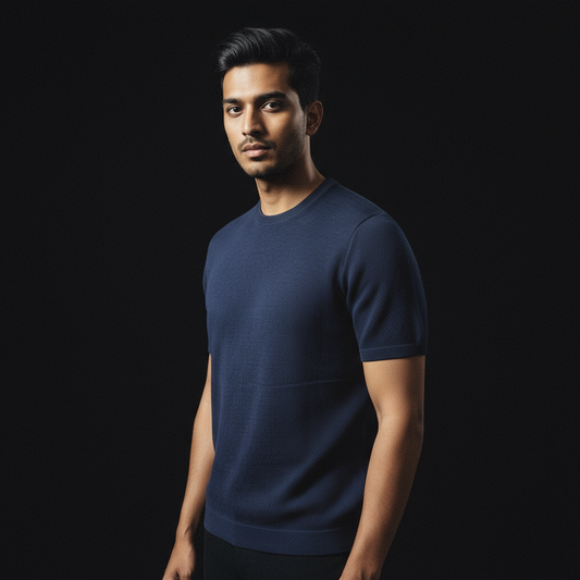 Denim Marl - Round Neck Tee Welsh