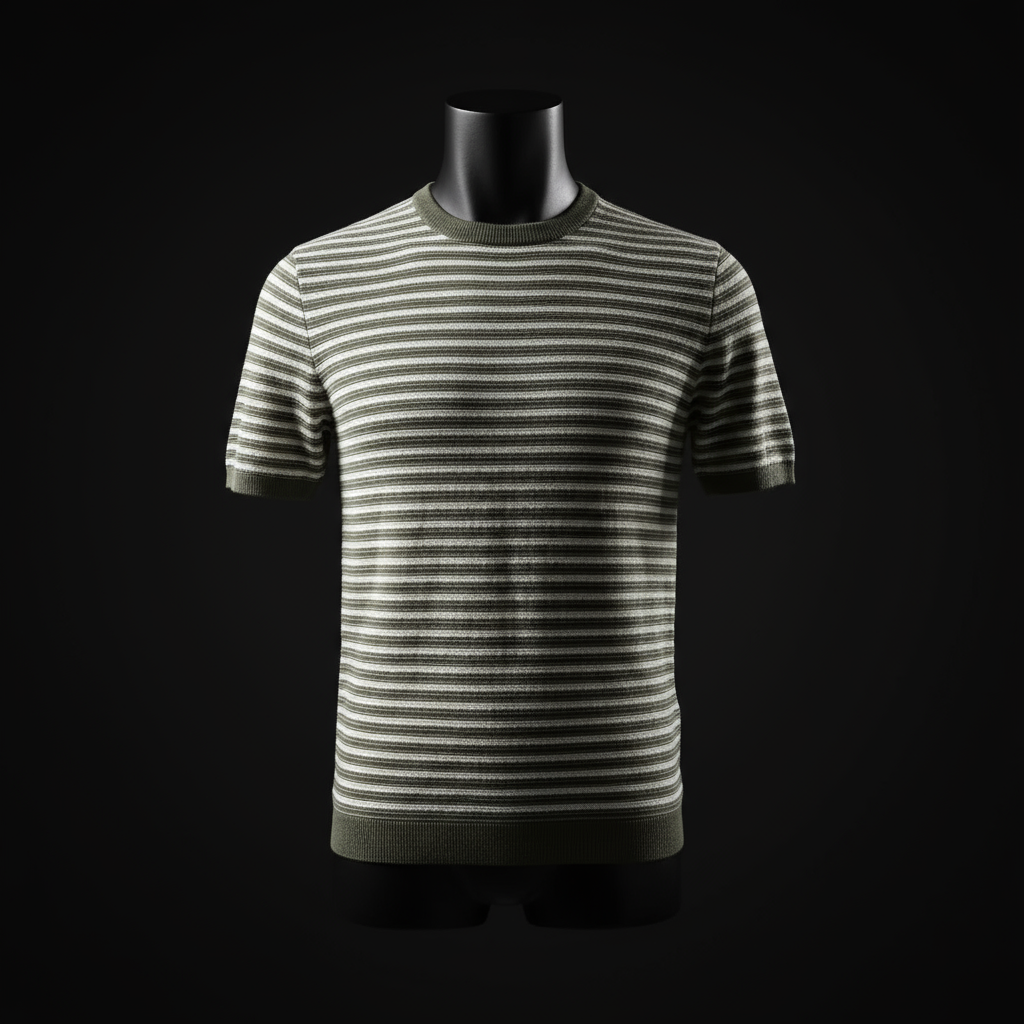 Retro Knitted Green Tshirt - Gold Yarn