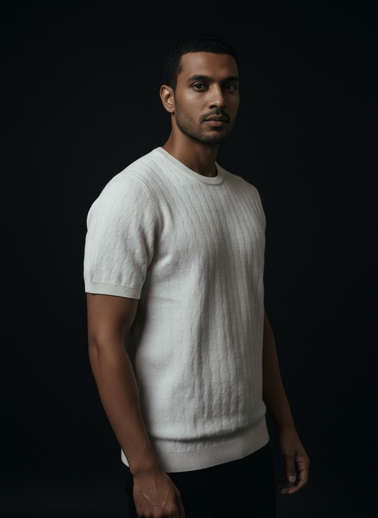 White - Knitted Layman Tshirt