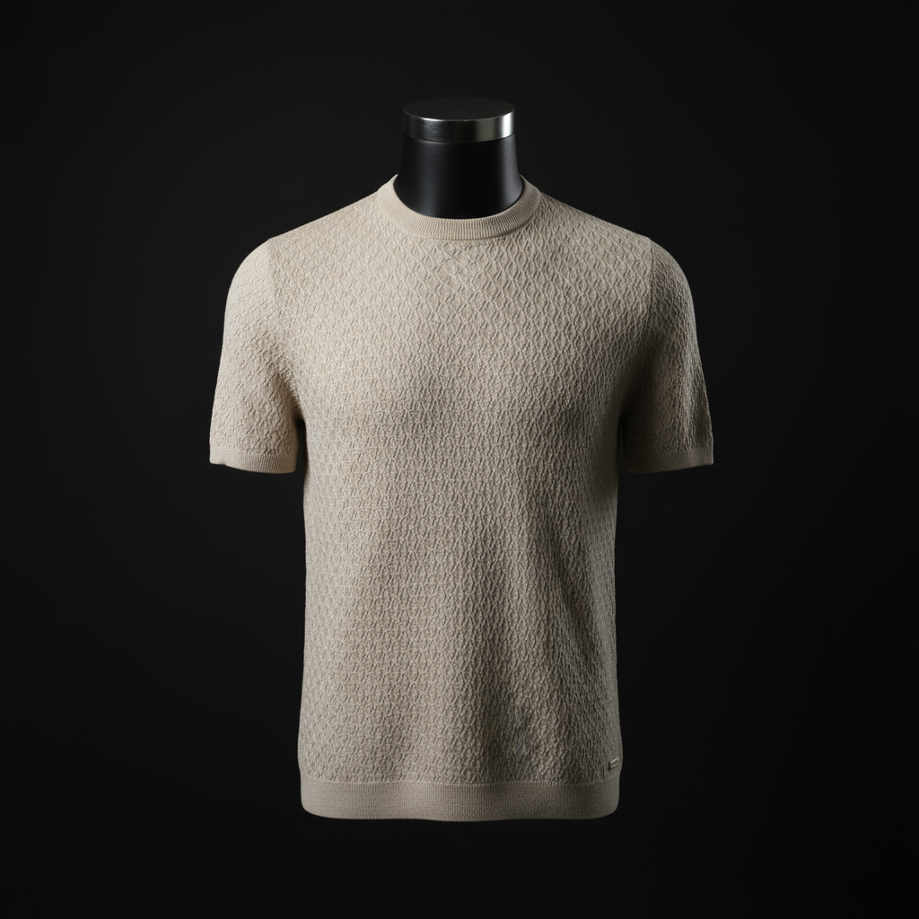 Brown Knitted Textured T-Shirt