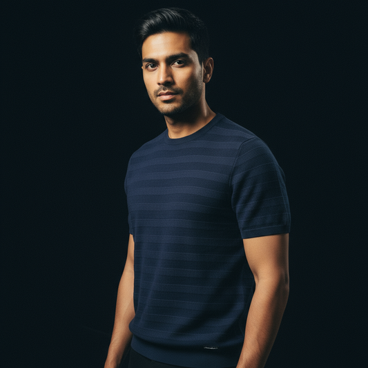 Nevy Blue Textured Tshirt