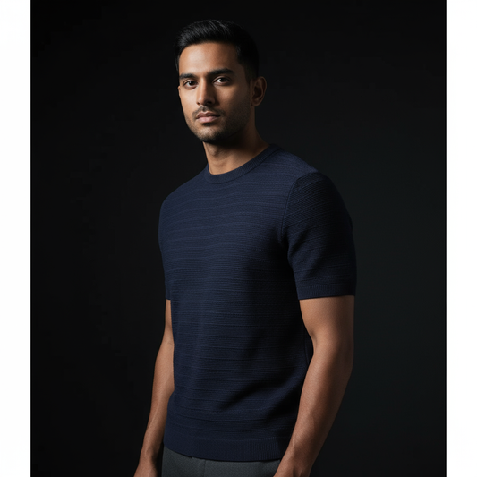 Nevy Blue - Knitted Tybor Round neck