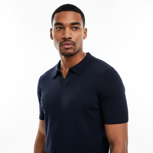 Nevy Blue V-neck Collar