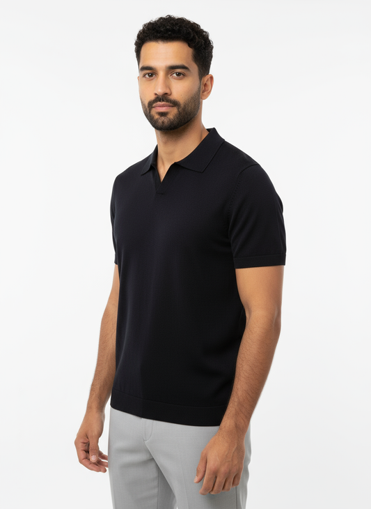 Black Ultra Premium Fabric V Neck