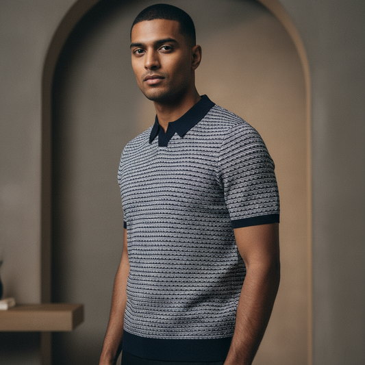 Nordale Navy Retro Style V Neck