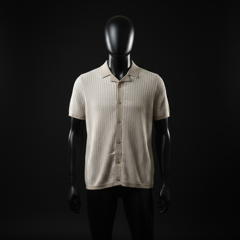 Beige Knitted Textured Cuban