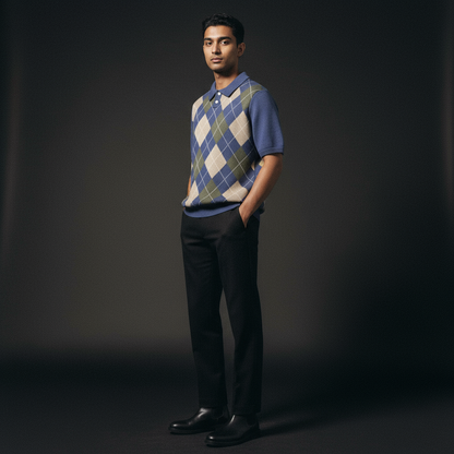 Retro Skyblue Jumper with Dimond design
