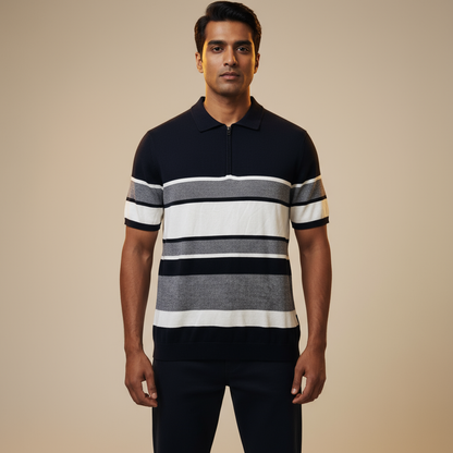 NAVY BLUE + WHITE SIDE STRIPE