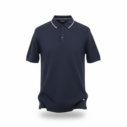 Nevy Blue texture with white strip on collar